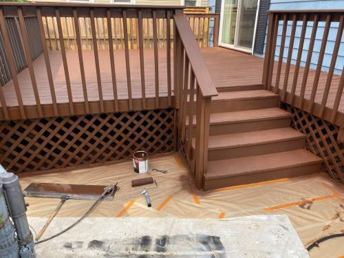Restaining a deck that is still in great condition makes it look brand new